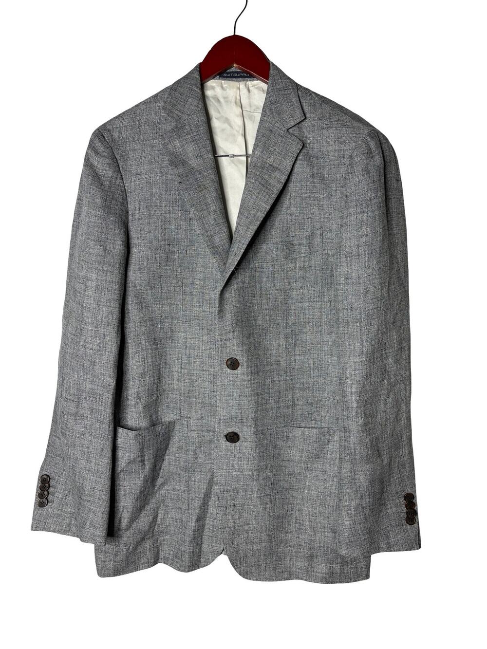 Suitsupply Havana patch 100% linen heather grey blazer sz 38